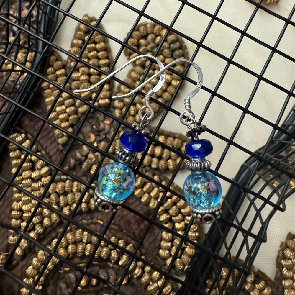 Vibrant blue handmade earrings